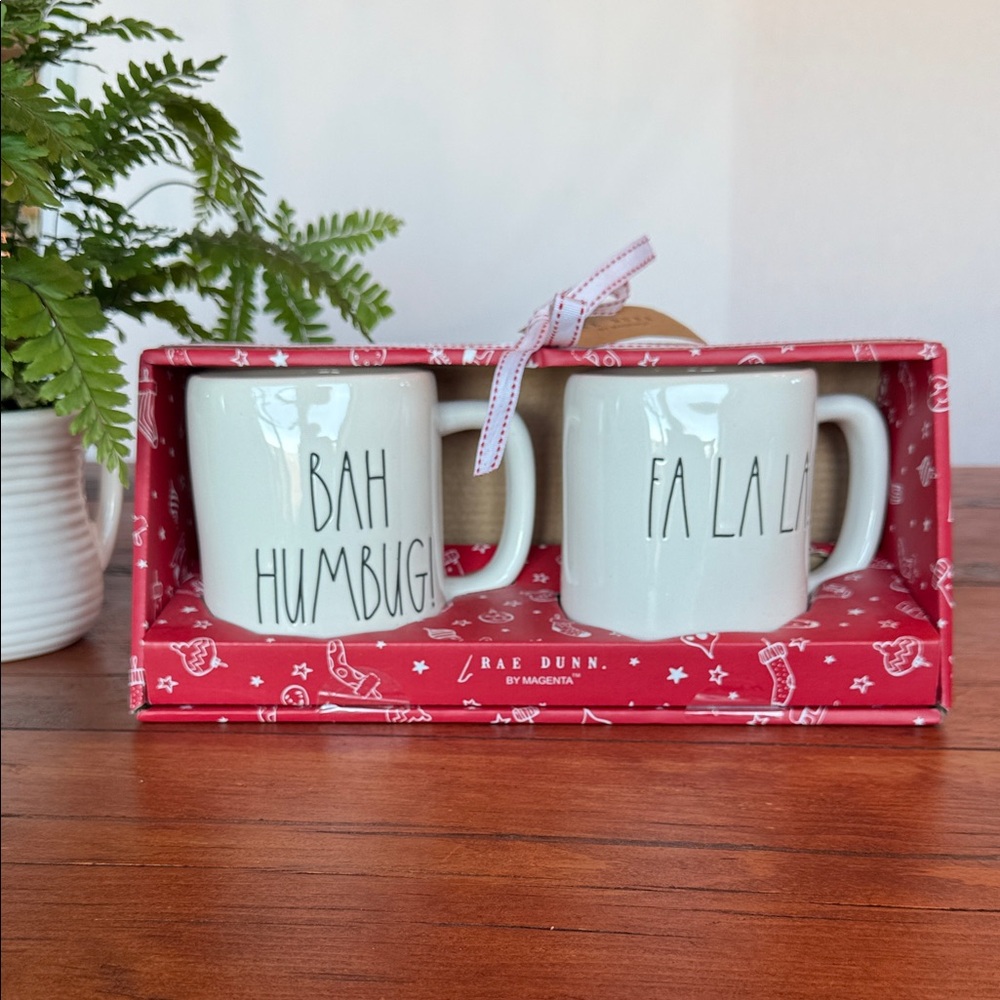 Rae Dunn White 'Bah Humbug' and 'Fa La La' Mug Set
